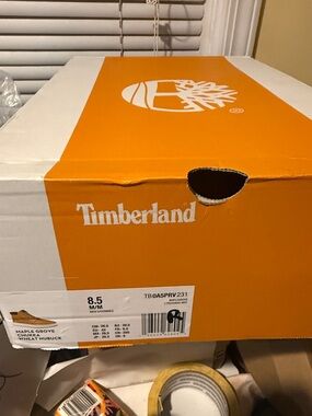 Timberland Orange and White Shoe Box with Logo